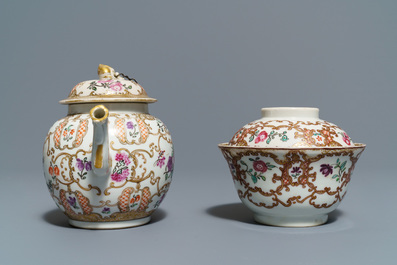 A Chinese famille rose and gilt part tea service, Qianlong
