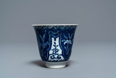 Twelve Chinese blue and white cups and saucers, 19th C.
