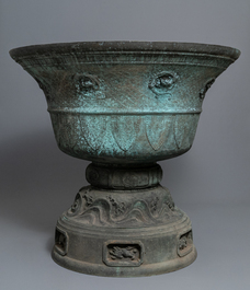 A monumental Japanese bronze temple censer, Momoyama or Edo, 16/17th C.