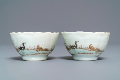 A collection of Chinese famille rose cups and saucers, Yongzheng/Qianlong