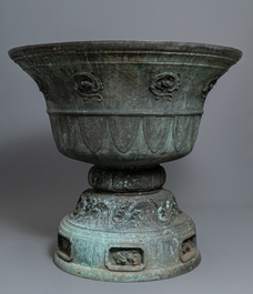 A monumental Japanese bronze temple censer, Momoyama or Edo, 16/17th C.