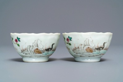 A collection of Chinese famille rose cups and saucers, Yongzheng/Qianlong