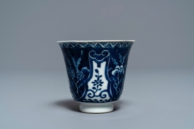 Twelve Chinese blue and white cups and saucers, 19th C.