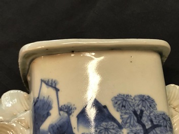 A Chinese blue and white chilong-handled vase, Kangxi