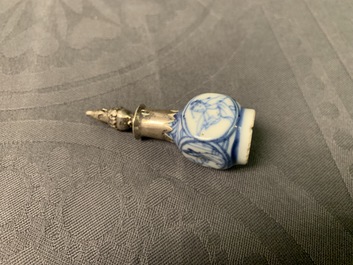 Ten Chinese silver-mounted blue and white miniature vases, Kangxi