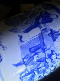 A large Chinese blue and white brush pot, bitong, Transitional period