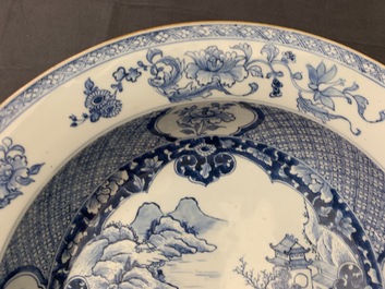 A Chinese blue and white 'river landscape' basin, Qianlong