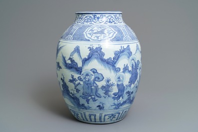 A Chinese blue and white 'immortals' vase, Wanli