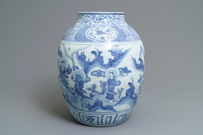 A Chinese blue and white 'immortals' vase, Wanli