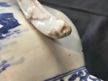A Chinese blue and white chilong-handled vase, Kangxi