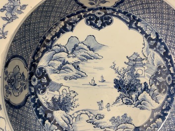 A Chinese blue and white 'river landscape' basin, Qianlong