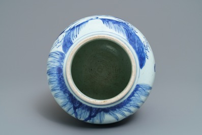 Een Chinese blauw-witte pot met dames in een tuin, Transitie periode