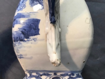 A Chinese blue and white chilong-handled vase, Kangxi