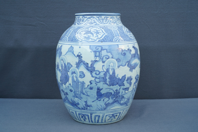 A Chinese blue and white 'immortals' vase, Wanli