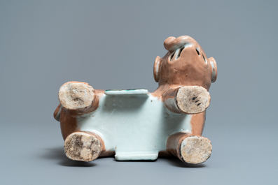 A large Chinese famille rose elephant candle holder, Jiaqing