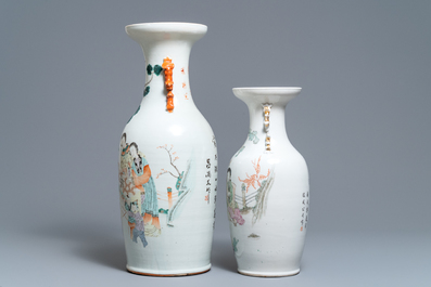Deux vases en porcelaine de Chine qianjiang cai, 19/20&egrave;me