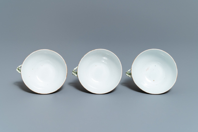 A Chinese yellow-ground famille verte tea service, 19th C.