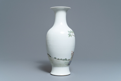 A Chinese famille rose 'playing boys' vase, Hongxian mark, Republic