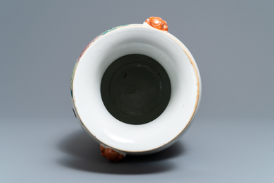 A Chinese qianjiang cai 'mandarin ducks' vase, 19/20th C.