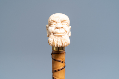 Three ivory-handled canes, 19th C.