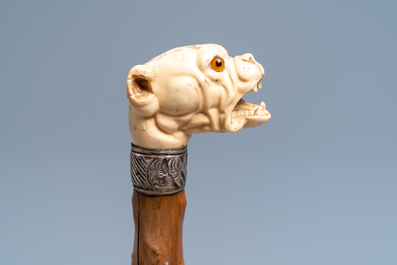 Three ivory-handled canes, 19th C.