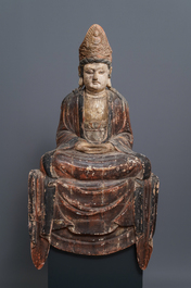 Une figure d'une Bodhisattva en bois peint, Chine, 18/19&egrave;me