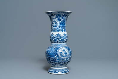 A Chinese blue and white vase with floral design, Kangxi