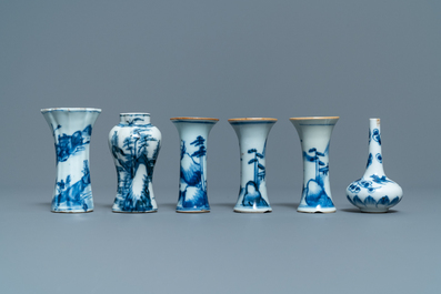 Twelve small Chinese blue and white vases, Kangxi