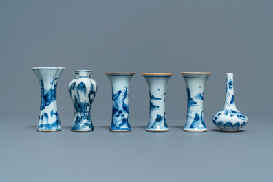 Twelve small Chinese blue and white vases, Kangxi