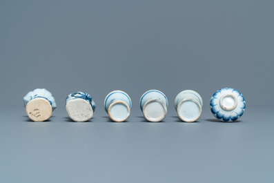 Twelve small Chinese blue and white vases, Kangxi