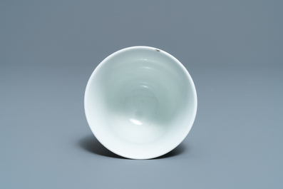 A fine Chinese famille verte bell-shaped wine cup, Kangxi