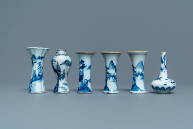 Twelve small Chinese blue and white vases, Kangxi