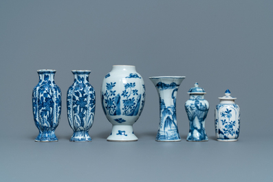 Twelve small Chinese blue and white vases, Kangxi