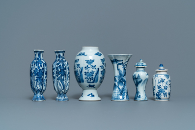 Twelve small Chinese blue and white vases, Kangxi
