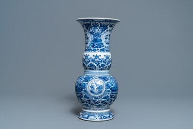 A Chinese blue and white vase with floral design, Kangxi