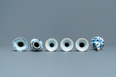 Twelve small Chinese blue and white vases, Kangxi