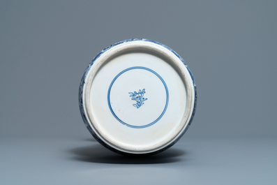 A Chinese blue and white vase with floral design, Kangxi