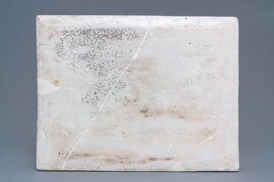 A rectangular Dutch Delft blue and white 'View on Nuremberg' plaque, 18th C.