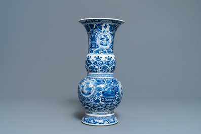 A Chinese blue and white vase with floral design, Kangxi