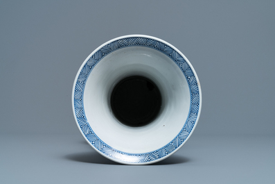 A Chinese blue and white vase with floral design, Kangxi