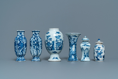 Twelve small Chinese blue and white vases, Kangxi