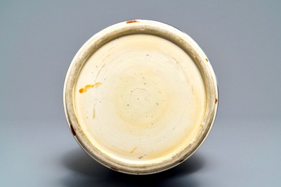 A Chinese powder blue-ground vase with landscape medallions, Kangxi