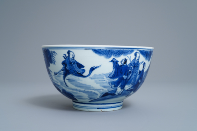 A Chinese blue and white 'Immortals' bowl, Kangxi