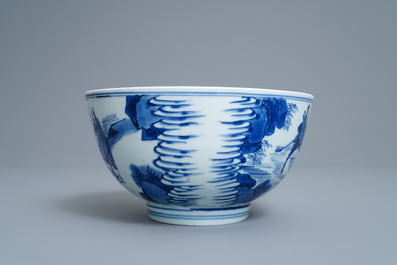 A Chinese blue and white 'Immortals' bowl, Kangxi