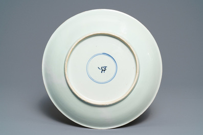 A Chinese famille verte charger with a narrative scene, Kangxi