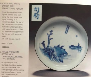 A Chinese blue and white 'Bleu de Hue' Vietnamese market dish, Nei Fu mark, 19th C.