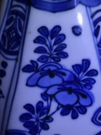 A Chinese blue and white bottle vase with flowers, Wanli
