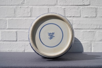 A Chinese blue and white vase with floral design, Kangxi