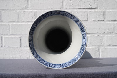 A Chinese blue and white vase with floral design, Kangxi