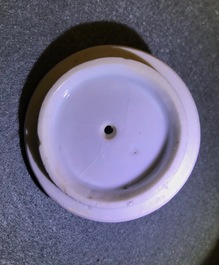 Een Chinese blauw-witte bamboevormige theepot met deksel, Kangxi